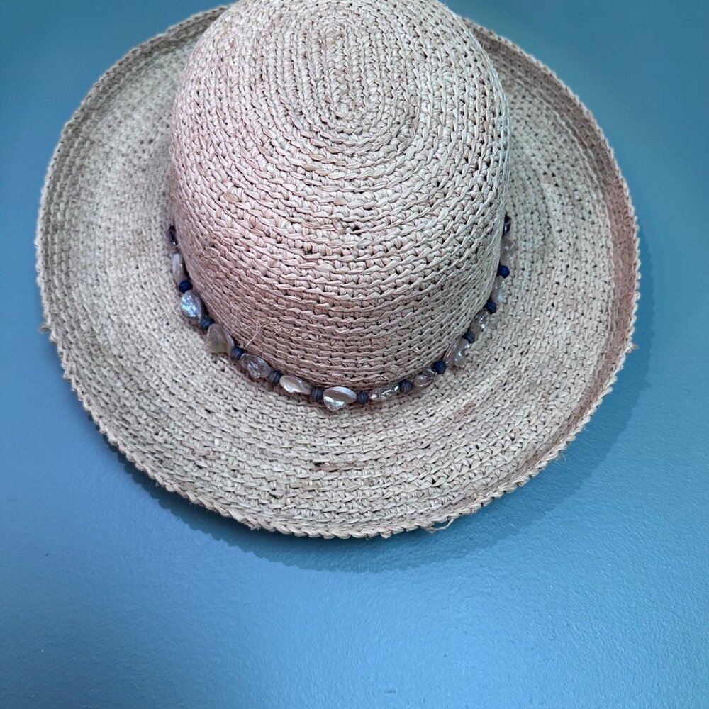 Scala Collezione Handcrafted Straw Hat Women’s Wide Brim Summer Sun Beach Resort - Picture 9 of 9
